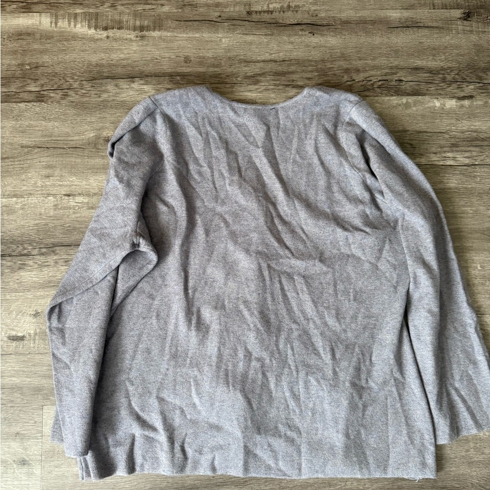 Eloquii Gray V-Neck Sweater Fitted Knit - Picture 8 of 9